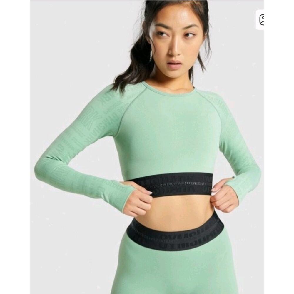 Gymshark Vision Mint Green Logo Print Long Sleeve Size Small